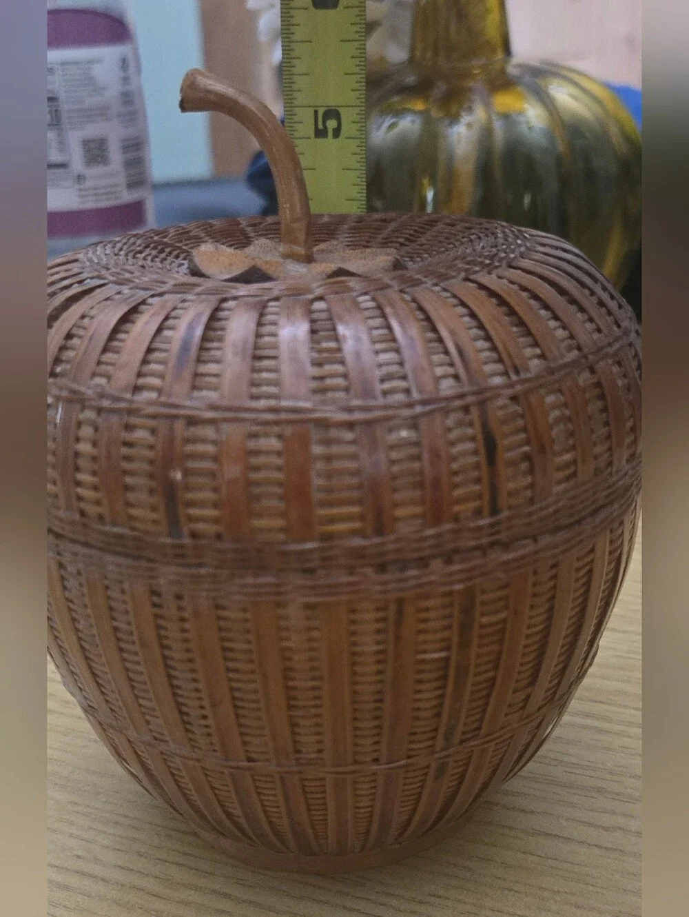 Handwoven Brown Rattan Apple Accent Decorative Home Accent